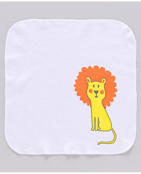 Babyhug 100%Cotton Clothing Gift Set Lion Print Pack of 9 - White Yellow