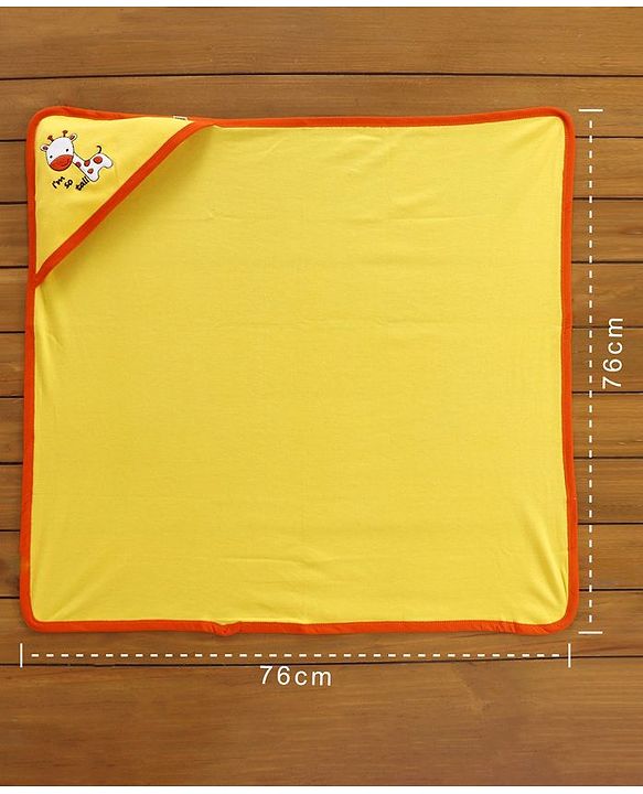 Babyhug Hooded Wrapper Lion Print Pack of 2 - Yellow and White