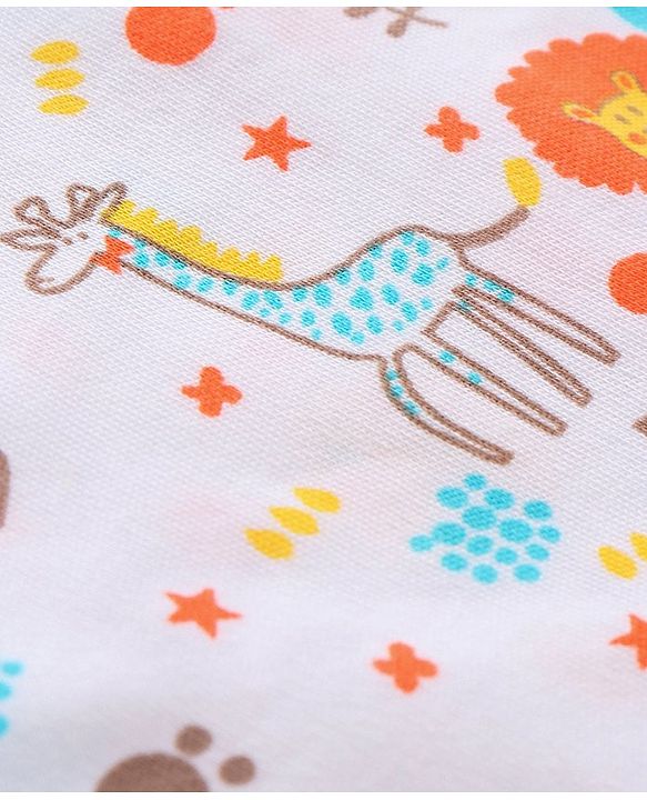Babyhug Hooded Wrapper Lion Print Pack of 2 - Yellow and White