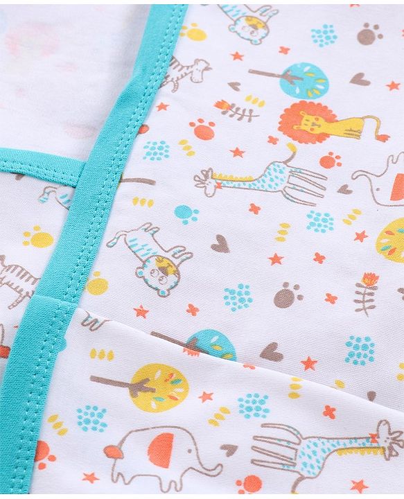 Babyhug Hooded Wrapper Lion Print Pack of 2 - Yellow and White