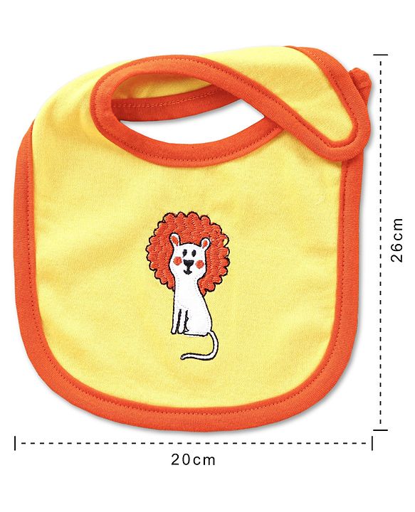 Babyhug Cotton Bib With Velcro Pack of 2 Lion Print - Blue