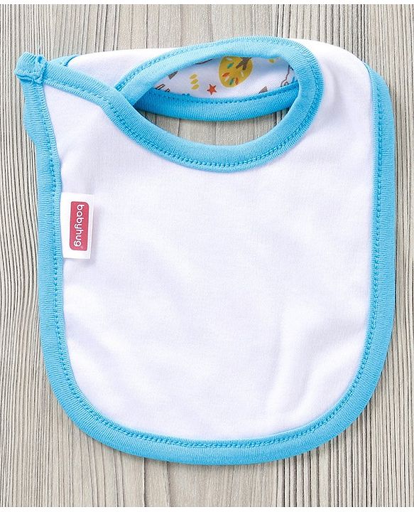 Babyhug Cotton Bib With Velcro Pack of 2 Lion Print - Blue