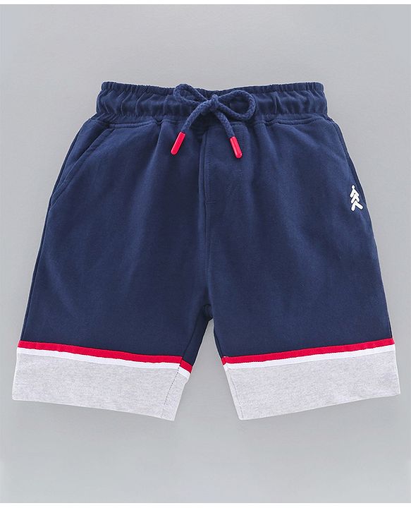 Pine Kids Knee Length 100% Cotton Bio Wash Shorts - Grey Blue