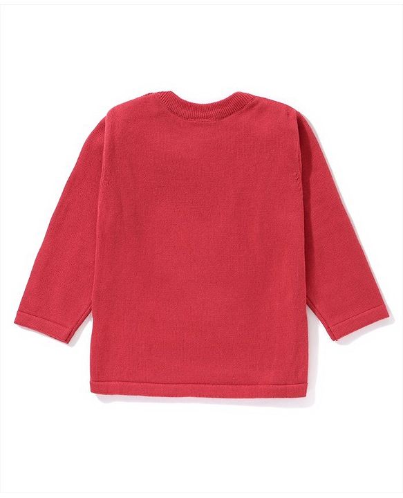 Babyhug Full Sleeves 100% Organic Cotton Sweater Set with Cap Horse Print - Red
