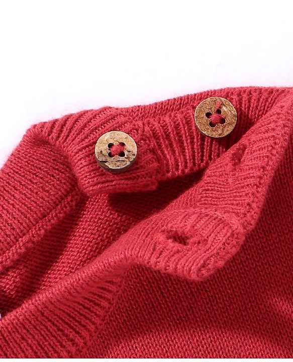 Babyhug Full Sleeves 100% Organic Cotton Sweater Set with Cap Horse Print - Red