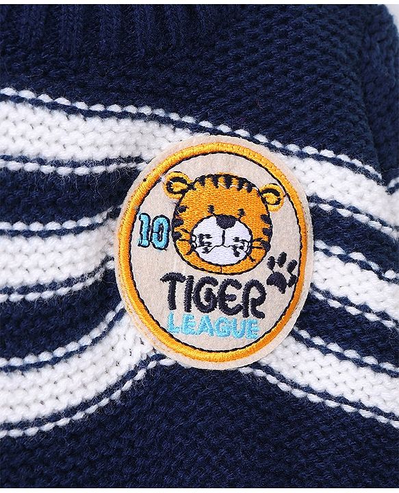 Babyhug Full Sleeves Pull Over Sweater Striped - Yellow & Blue