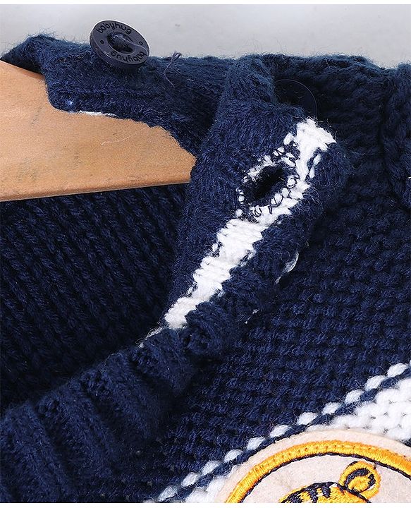 Babyhug Full Sleeves Pull Over Sweater Striped - Yellow & Blue