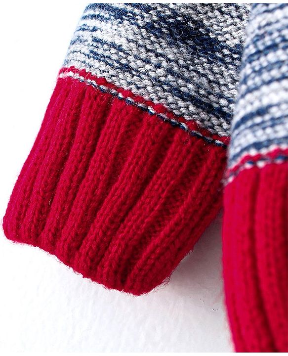 Babyhug Full Sleeves Sweater - Red Grey