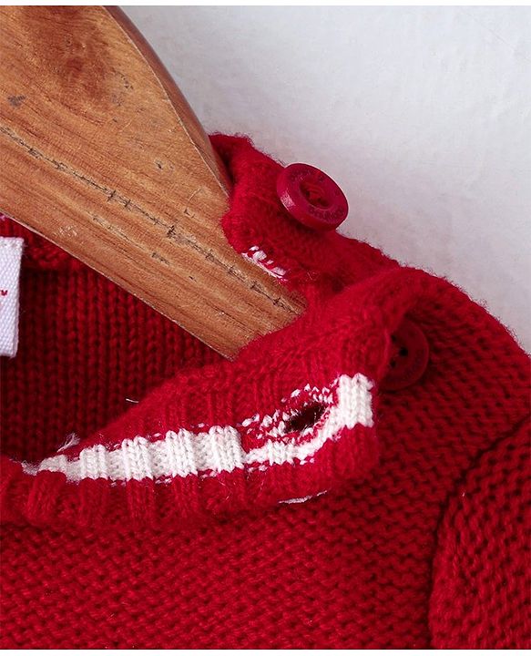 Babyhug Full Sleeves Sweater - Red Grey