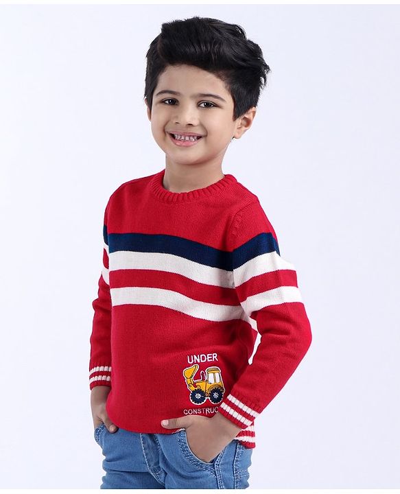 Babyhug Full Sleeves Stripes Sweater - Multicolour