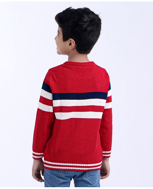 Babyhug Full Sleeves Stripes Sweater - Multicolour