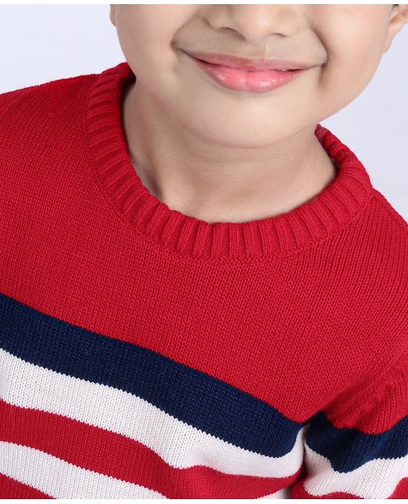 Babyhug Full Sleeves Stripes Sweater - Multicolour