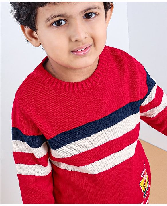 Babyhug Full Sleeves Stripes Sweater - Multicolour