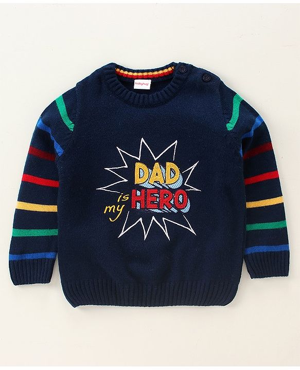 Babyhug Full Sleeves Pull On Sweater - Blue