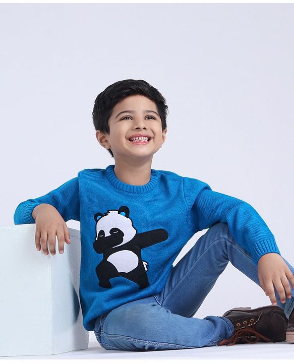 Babyhug Full Sleeves Sweater - Blue