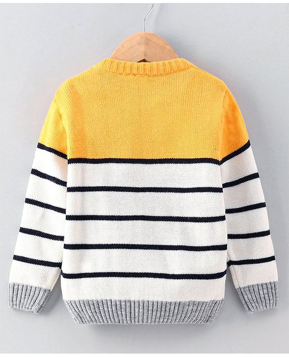 Babyhug Full Sleeves Stripe Sweater - Yellow White
