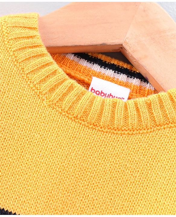 Babyhug Full Sleeves Stripe Sweater - Yellow White