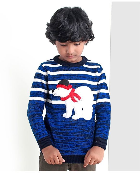 Babyhug Full Sleeves Sweater - Blue