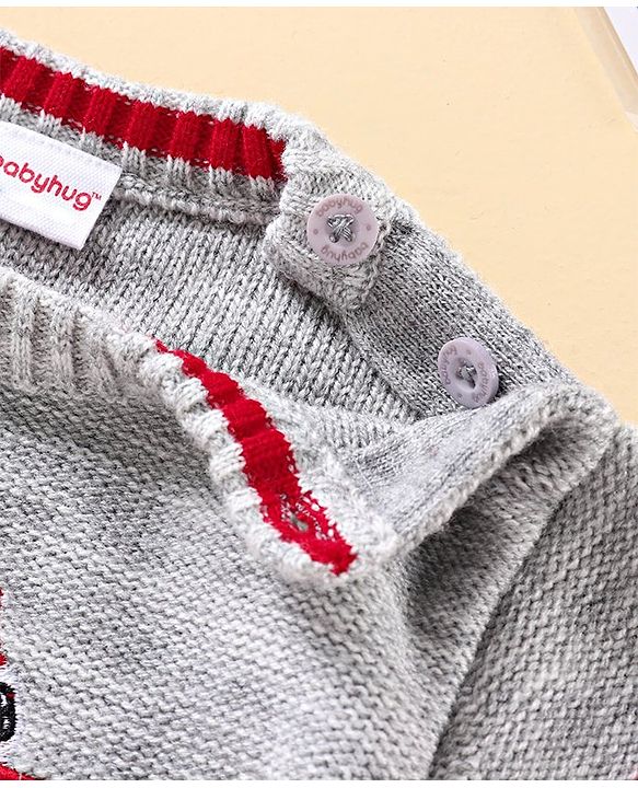 Babyhug Full Sleeves Pull Over Sweater - Grey