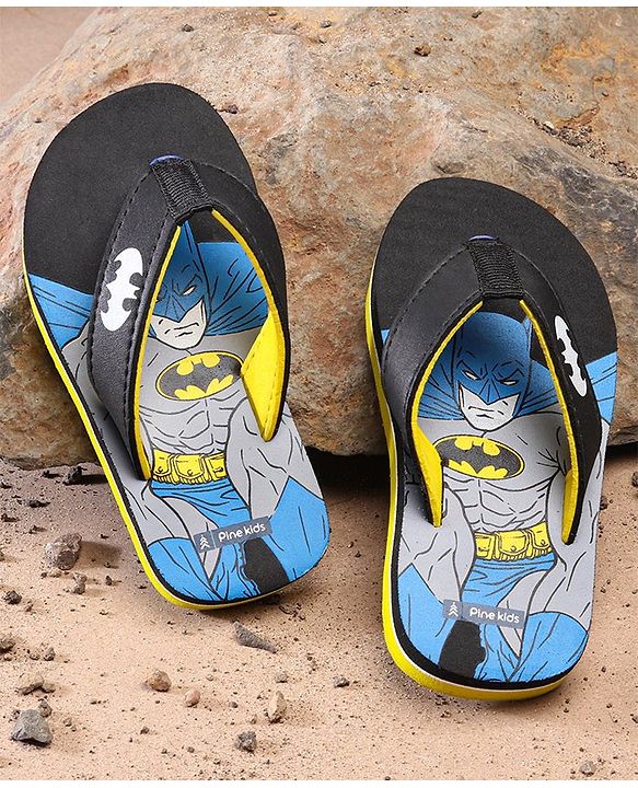 Pine Kids Flip Flops Batman Print - Black