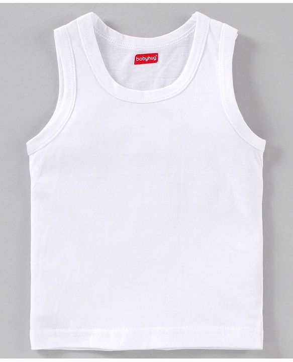 Babyhug 100% Cotton Solid Vests Pack of 3 - White
