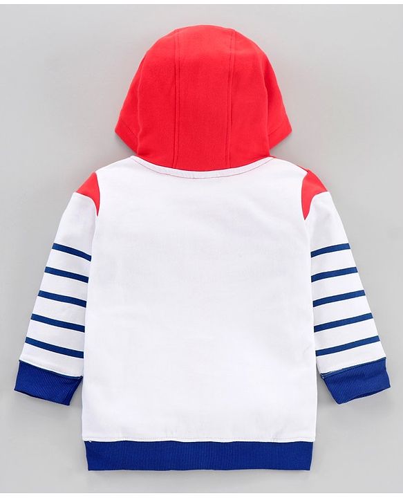 Babyhug Full Sleeves Hooded Striped Sweatshirt - Red