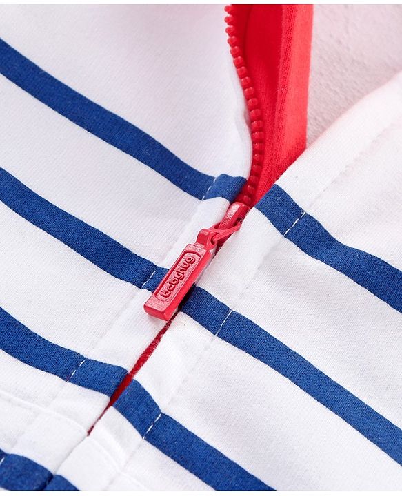 Babyhug Full Sleeves Hooded Striped Sweatshirt - Red