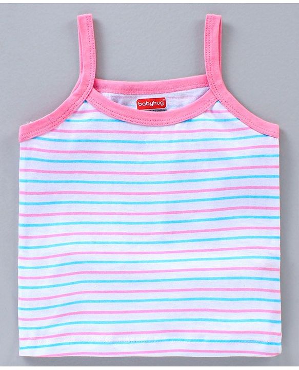 Babyhug Singlet Sleeves 100% Cotton Slips Strawberry Print Pack of 3 - Pink Blue