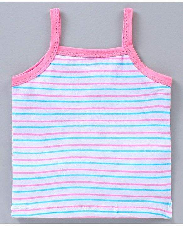 Babyhug Singlet Sleeves 100% Cotton Slips Strawberry Print Pack of 3 - Pink Blue
