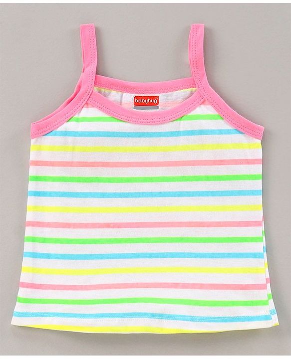 Babyhug 100% Cotton Singlet Slips Pack of 3 - Pink White