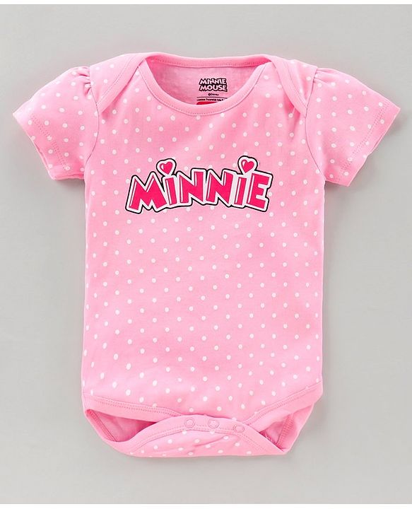 Babyhug Half Sleeves 100% Cotton Onesie Minnie Mouse Print Pack of 3 - Blue Pink
