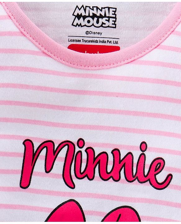 Babyhug Half Sleeves 100% Cotton Onesie Minnie Mouse Print Pack of 3 - Blue Pink