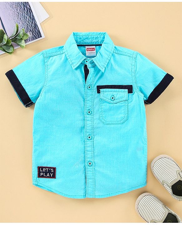 Babyhug Half Sleeves Shirt Solid Color - Blue