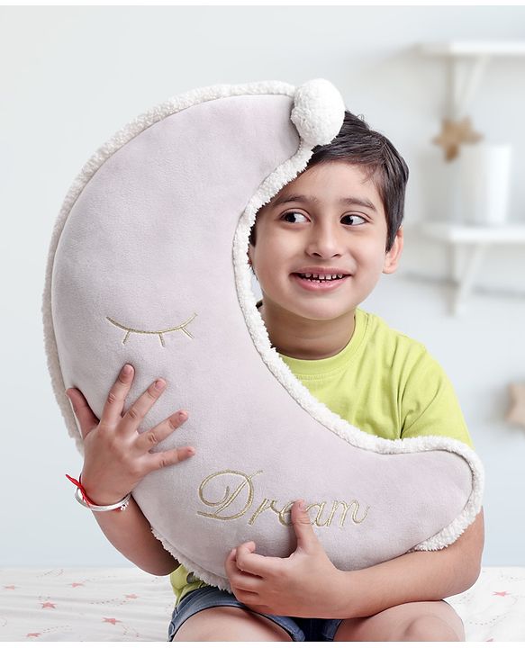 Babyhug Moon Shaped Plush Cushion - Grey
