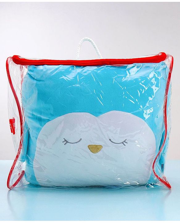 Babyhug Penguin Shaped Premium Plush Cushion - Blue