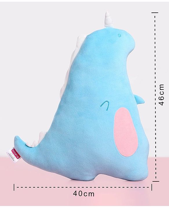 Babyhug Dinosaur Shaped Premium Plush Cushion - Blue