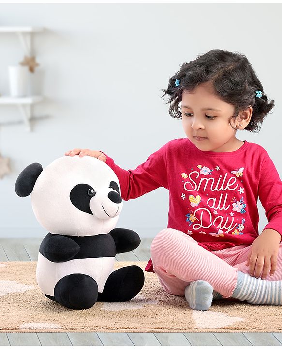 Babyhug Panda Soft Toy for Kids|Huggable Plush Buddy|Boosts Imagination& Emotional Skills| Fun and Engaging Playtime Pal|BIS Certified|2 Yrs+|Height-30 cm|Black & White