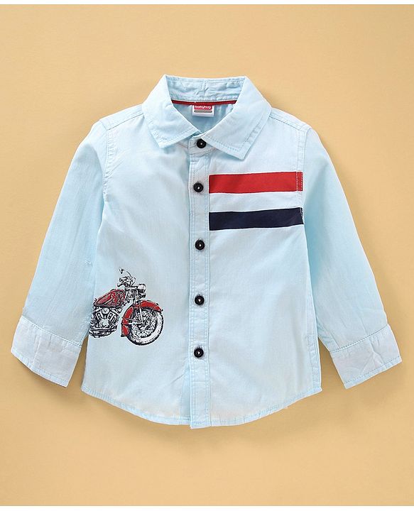 Babyhug Full Sleeves Shirt Bike Print  - Blue
