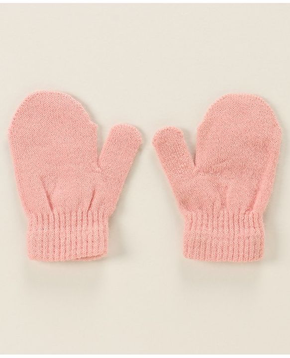 Babyhug Woollen Cap with Muffler Pink - Diameter 9 cm
