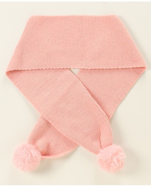 Babyhug Woollen Cap with Muffler Pink - Diameter 9 cm