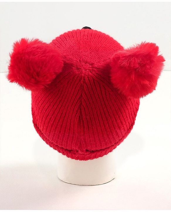 Babyhug Woollen Cap with Muffler - Red