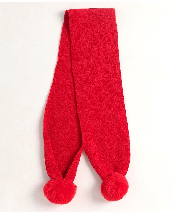 Babyhug Woollen Cap with Muffler - Red