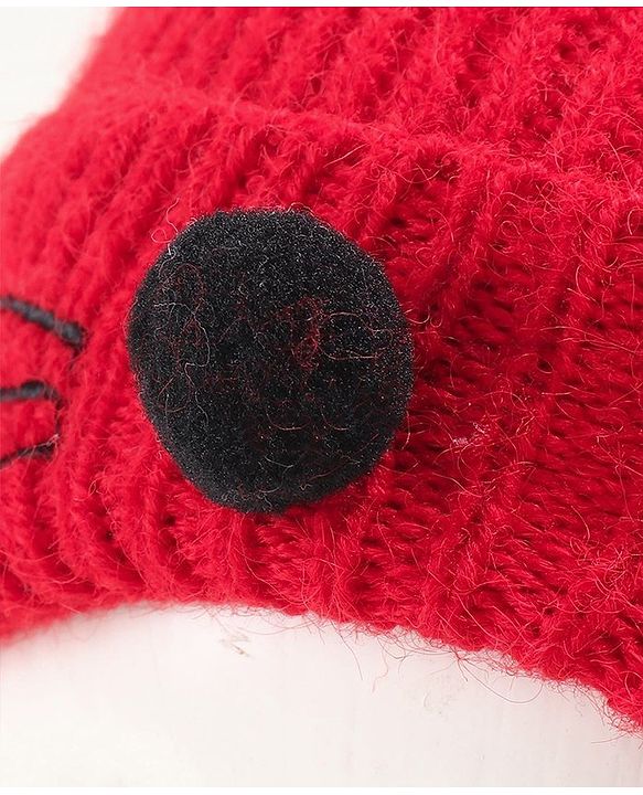 Babyhug Woollen Cap with Muffler - Red