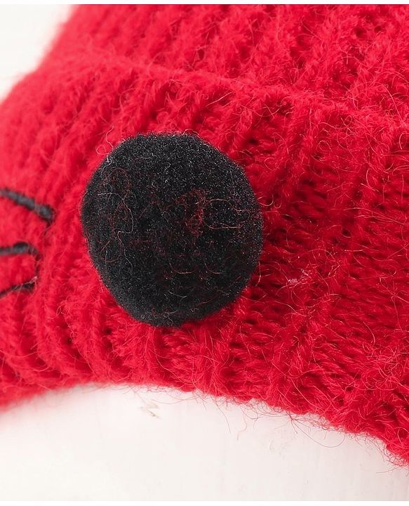 Babyhug Woollen Cap with Muffler - Red
