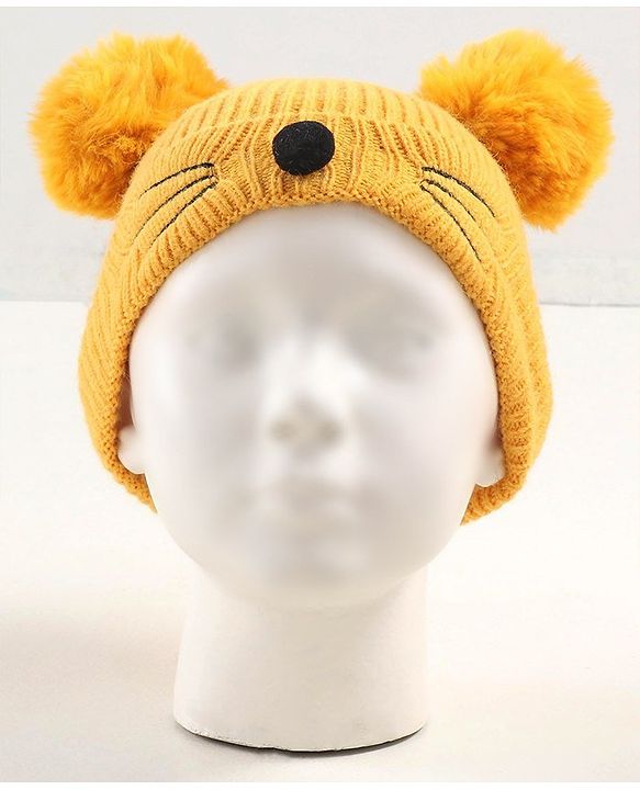 Babyhug Woollen Cap with Muffler Yellow - Diameter 11 cm