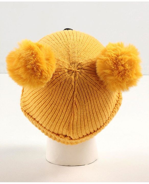 Babyhug Woollen Cap with Muffler Yellow - Diameter 11 cm