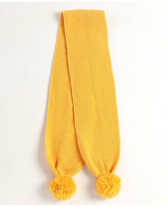 Babyhug Woollen Cap with Muffler Yellow - Diameter 11 cm
