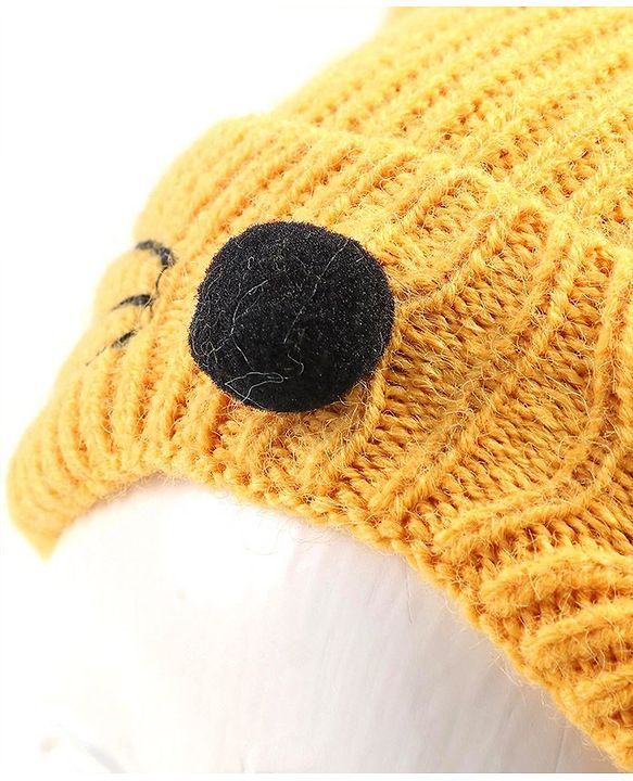 Babyhug Woollen Cap with Muffler Yellow - Diameter 11 cm