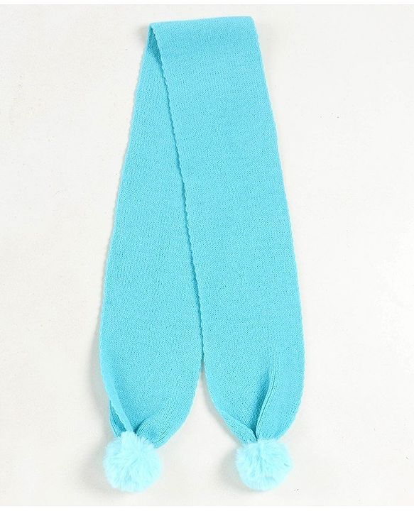 Babyhug Woollen Cap with Muffler Blue - Diameter 9 cm