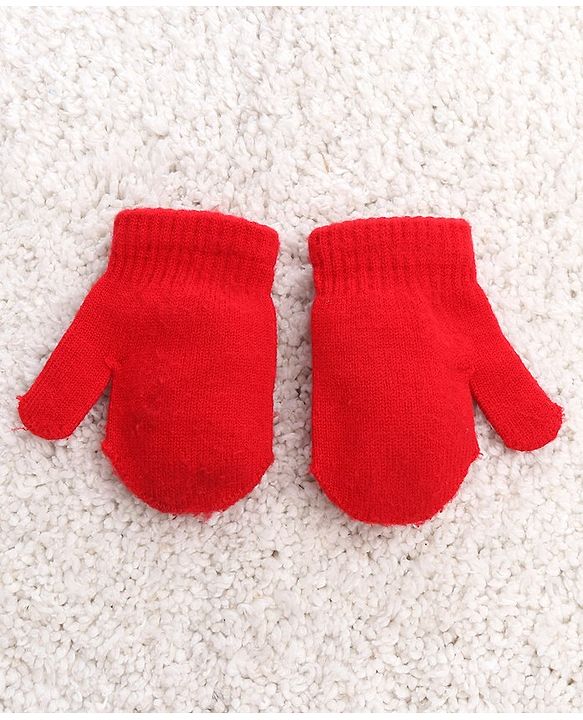 Babyhug Woollen Cap with Muffler Set Red - Diameter 9 cm